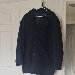 Elegant Black Double-Breasted Pea Coat